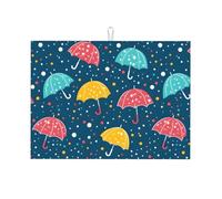 Dishes Pad Umbrella Colorful Pattern Drainer Mats 41x46cm Glass | Heat-Resistant Kitchen Drying Mat Absorbent Dish Drying Pad for Plates Kitchen Counter Countertop