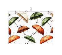 Dishes Pad Umbrella White Red Green Sink Mats 41x46cm Glass | Non Slip Kitchen Drying Mat Microfibre Dish Drying Mat for Countertop Plates Kitchen Counter