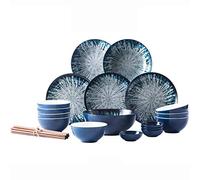 Dishes/Plate/Bowl Set,26 Pieces Vintage Look Ceramic Dinner Set Artist Design Porcelain Living Dinnerware Set with Plates Bowls Chopsticks Dishes Service for 4-6 People