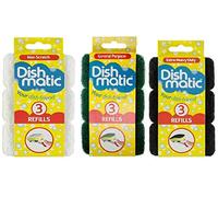 Dishmatic White Non-Scratch Washing-Up Sponge Refill Heads with Antibacterial Abrasive - Kitchen Washing-Up Handle Refills - Pack of 3