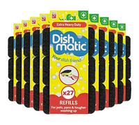 Dishmatic Black Extra Heavy-Duty Washing-Up Sponge Refill Heads with Antibacterial Abrasive - Kitchen Washing-Up Handle Refills - 3pk x 9