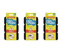 Dishmatic Black Heavy Duty Refill -Washing-Up Sponge Refill (3x3=9 Black Refills)