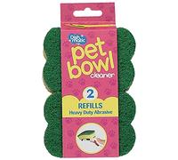 Dishmatic Bone-Shaped Pet Bowl Cleaner Sponge Head Refills - Heavy-Duty with Antibacterial Abrasive - Pack of 2