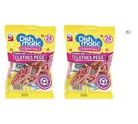 Dishmatic Essentials 48 Strong Hurricane Force Grip Clothes Pegs made of Recycled Plastic (2 packs of 24) - NOT SOLD BY CARASELLE