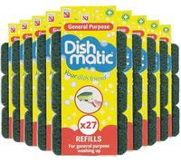 Dishmatic Green Washing Up Sponge Refills - 27 Pack General Purpose Replacement Heads for Dishmatic Handle, Tough Scouring Pads for Pots, Pans & Everyday Cleaning
