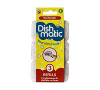 Dishmatic Non-Scratch Refill Sponge Heads (6 X 3 Pack, White) - Gentle & Antibacterial Cleaning For Sensitive Surfaces
