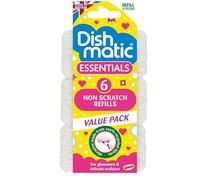 Dishmatic Refill Sponges for Delicate Surfaces and Glassware, White, Pack of 6