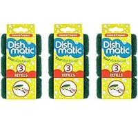 Dishmatic Scouring Sponge Refills, Green, Pack of 9, 3 Packs of 3