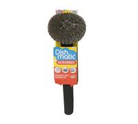 Dishmatic Scrubbee Handle With Stainless Steel Scourer Head Kitchen Cleaning Tool For Bbq Grills Pots Pans And Cookware