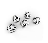 DISHONORED RPG DICE | Bleached bone-color with black ink, includes 5 specialized gaming dice for tabletop adventures and Roleplaying games