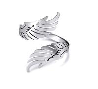 Dishowme Angel Wings Ring Guardian Hug Wings Knuckle Ring Vintage Feather Finger Joint Band Adjustable Jewelry for Women Men (Silver)