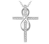 Dishowme Cross Necklace for Women Angel wings Pendant Celtic Chain Heart Crucifix Infinity Jewelry Men Girls Teens (Silver B)