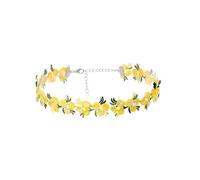 Dishowme Embroidered Flower Choker Necklace Velvet Lace Collar Necklace Chain Jewelry for Women (Yellow)