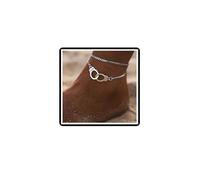Dishowme Handcuffs Letters Anklet Boho Layered Freedom Foot Chain Lariat Annulus Summer Beach Barefoot Sandal Jewelry for Women (Silver)
