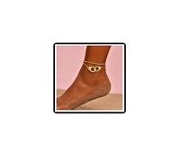 Dishowme Handcuffs Letters Anklet Boho Layered Freedom Foot Chain Lariat Annulus Summer Beach Barefoot Sandal Jewelry for Women (Gold)
