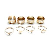 Dishowme Heart Moon Rings Set Butterfly Star Punk Knuckle Ring Dolphin Crescent Finger Joint Ring 8/10Pcs Adjustable Jewelry for Women Men (Gold)