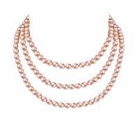 Dishowme Lone Pearl Necklace 1920s Vintage String of Pearls Beads Chain Costume Jewelry for Women (Champagne)