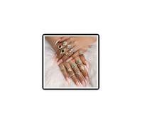 Dishowme Moon Star Infinity Ring Set Punk Heart Butterfly Knuckle Ring Crystal Pearl Flower Finger Joint Band 10/14/22Pcs Jewelry for Women Men Girls (Gold B)