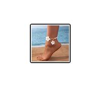 Dishowme Pearl Flower Anklet Bracelet Boho Faux Pearl Floral Beads Foot Chain Summer Beach Barefoot Sandal Jewelry for Women (White)