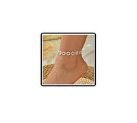 Dishowme Pearl Flower Anklet Bracelet Faux Pearl Beads Foot Chain Summer Beach Barefoot Sandal Jewelry for Women Gold