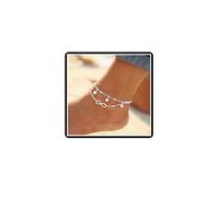 Dishowme Pearl Infinity Anklet Bracelet Boho Layered Beads Anklet Lucky 8 Summer Foot Chain Jewelry for Women Girls (Silver)