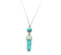 Dishowme Turquoise Crystal Necklace for Women Hexagonal Healing Gemstone Spiritual Energy Pendant Necklace Jewelry for Women Girls (Blue)