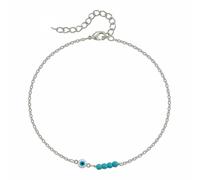 Dishowme Turquoise Evil Eye Anklet Bracelet Boho Turkish Eye Beads Foot Chain Summer Beach Barefoot Sandal Jewelry for Women (Silver)