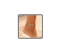 Dishowme Turquoise Evil Eye Anklet Bracelet Boho Turkish Eye Beads Foot Chain Summer Beach Barefoot Sandal Jewelry for Women (Gold)