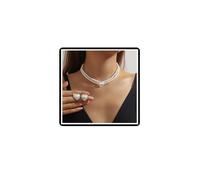 Dishowme Wedding Flower Heart Necklace Earrings Sets Bridal Pearl Butterfly Collar Necklace Chain French Rhinestone Lucky Clover Jewelry Sets for Women (White A)