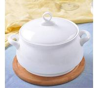 Dishware Pure White Household Ears Large Bowl Large Bone China Tableware Soup Pot With Lid Soup Bowl Ceramic Pot 2650ml