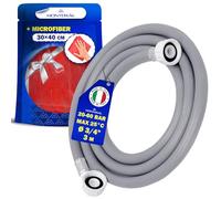 Dishwasher and Washing Machine Hose 3 m for Water Inlet 25°C from 20 to 60 Bar Connection is Straight and Angled Ø 3/4" - Complete with Microfibre Cloth - Made in Italy - MONTERAL