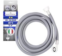 Dishwasher and Washing Machine Hose 6 m for Water Inlet for Temperatures up to 25°C Pressure from 20 to 60 Bar Connection is Straight and Angled Ø 3/4" - Made in Italy - MONTERAL