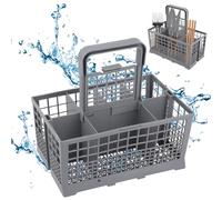 Dishwasher Basket, Cutlery Basket for Dishwasher, Cutlery Basket for Lower Basket, Dishwasher Cutlery Basket Compatible with Most Brands, Removable Handle, Foldable Grid Lid, 24 x 12.5 x 13.5 cm