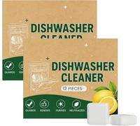 Dishwasher Cleaner Tablets 12 Pcs,Lemon Scent Dishwasher Freshener,Limescale Remover for Dishwashers,Deep Cleaning Descaler Pods