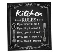 Dishwasher Cover Magnet - Kitchen Rules Sign, Black Floral Decorative Appliance Cover for Washer Front 23x26 Inch