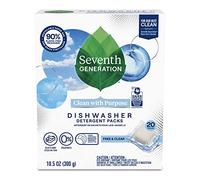 Dishwasher Detergent Packs, Free & Clear, 20 Packs, 10.5 oz (300 g), Seventh Generation