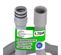 Dishwasher Drain Hose 1,75 m with Inner Ø 20/21 mm and Outer Ø 25/27 mm with the Original Code 482000022012 C00273284 for Whirlpool, 758973779 for Smeg - Made in EU - Warranty 5 Years - ONIX TECH