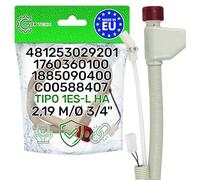 Dishwasher Inlet Water Hose Aquastop Type 1ES-L with Length 2,19 m Valve Ø 3/4" 1885090400 1760360100 for Beko 481253029201 for Whirlpool C00588407 for Indesit for Hotpoint - Made in EU - ONIX TECH