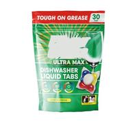Dishwasher Liquid Tabs, All-in-One Dishwashing Capsules, Grease Cutting, Streak-Free Shine, No Pre-Rinse, Easy Use Dishwasher Detergent Pods, (30 Tablets)