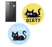 Dishwasher Magnet,2 Pieces Black Cat Decoration Accessories,Double Sided Reversible Dishwasher Magnetic Board - For Apartment Farm Living Room Refrigerator Refrigerator Washing Machine