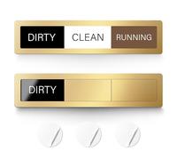 Dishwasher Magnet Clean Dirty Sign, 3 Options with Running Options, Brushed Gold Dishwasher Magnet Easy to Switch, Residue Free Adhesive Included