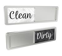 Dishwasher Magnet Clean Dirty Sign, Clean Dirty Magnet for Dishwasher, Rustic Farmhouse Kitchen Decor, Magnetic Dish Washer Sign Indicator, Sliding Rustic Dish Washer Signs, Black & White Parquet