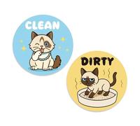 Dishwasher Magnet Clean Dirty Sign, Funny Double-Sided Dishwasher Magnet Cute Cat Pattern Clean Dirty Flip Sign Magnetic Gadget for Kitchen Refrigerator Laundry