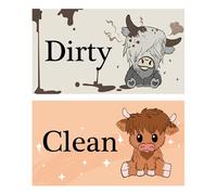 Dishwasher Magnet Clean Dirty Sign - Highland Cow Dish Washer Magnets Clean Dirty Magnet Adhesives Stickers for Dishwasher Cute Animals Double Sided Flip Sign Indicator Home Kitchen Decor