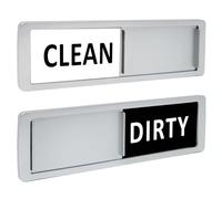 Dishwasher Magnet Clean Dirty Sign, Non-Scratching/Super Strong Soft Magnet with Double-Sided Adhesives/Easy to Read & Slide for Kitchen/Dishwasher/Fridge/Laundry/Washing Machine (Silver & White)