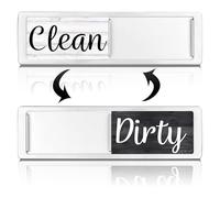 Dishwasher Magnet Clean Dirty Sign, Strong Magnetic Kitchen Indicator 1PC, Clear Readable Non-Scratch Silver Metal Dishwasher Door Sign for Home and Kitchen Easy Slide Clean/Dirty Reminder