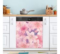 Dishwasher Magnet Cover for Door Front, Large Metal Decorative Kitchen Dishwasher Panel Decal Refrigerator Magnetic Decor Sticker Watercolor Flowers 0aa 58 x 66 CM