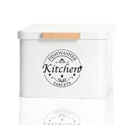 Dishwasher Pod Container with Hinged Lid. Farmhouse Metal Dishwaser Pods Holder for Kitchen Cabinet Organizer. Modern Kitchen Decor and Accessories. Dishwasher Detergent Tablet Storage(Cream)