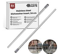 Dishwasher rack insert, 6 pieces, 24 cm long, stainless steel holder suitable for most dishwashers, wine glass, beer glass, soda glass, bottle rack for crockery basket, bottle holder crockery