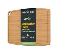 Dishwasher Safe Bamboo Cutting Board 15.4x11.7in - Heat-Resistant Chopping & Charcuterie Board with Juice Groove, Durable Lightweight Kitchen Essentials for Meat, Vegetables, Ideal Gift, Easy Clean